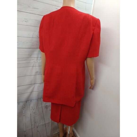 Morgan Miller Womans Suits Skirt Blazer Jacket Red Sz 16W Short Sleeve - Picture 6 of 9